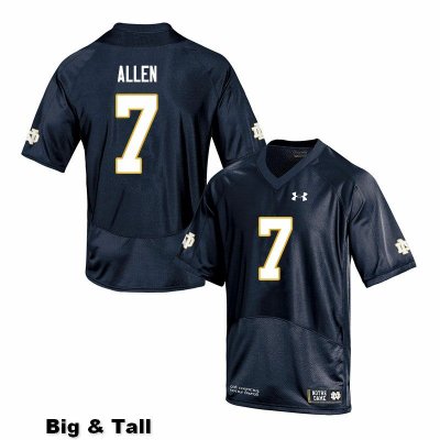 Notre Dame Fighting Irish Men's Derrik Allen #7 Navy Under Armour Authentic Stitched Big & Tall College NCAA Football Jersey EZT7299NW